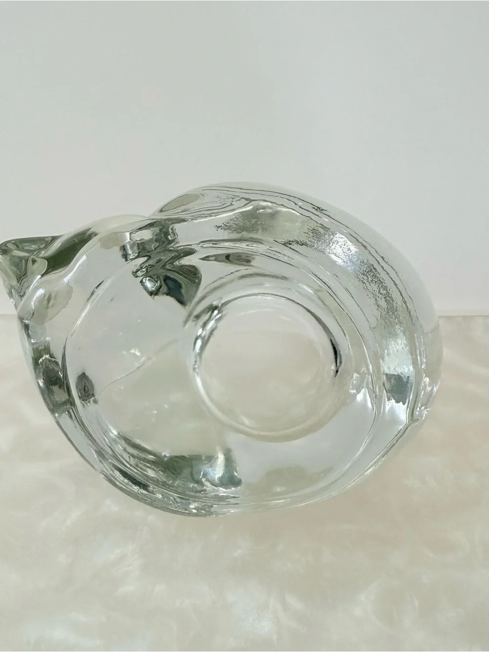 Vtg Indiana Glass Sleeping Cat Kitten Clear Glass Votive Candle Tealight Holder